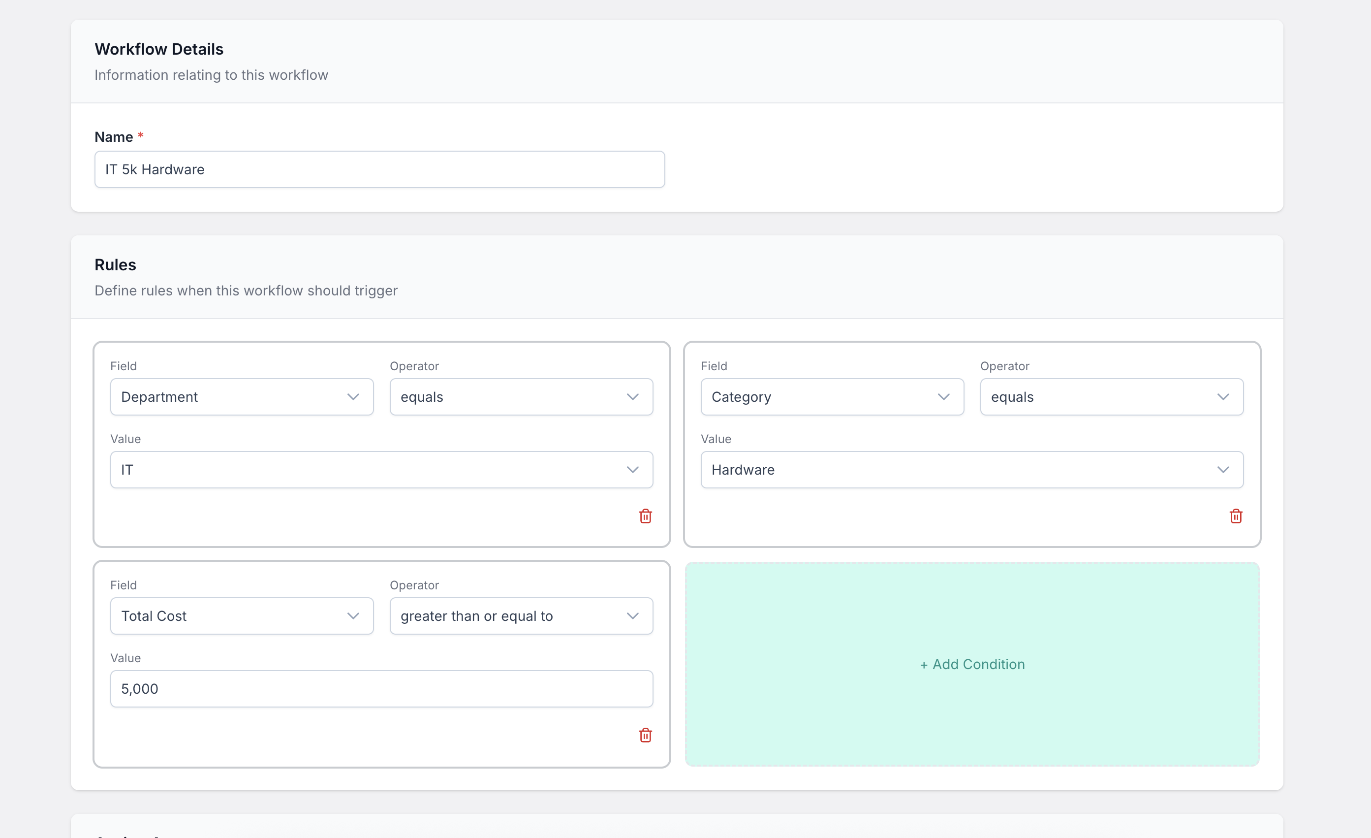 Reqly screenshot showing workflow rules
